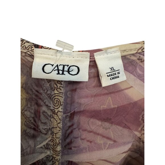 Cato Womens Multicolor Patchwork Print Dress With Flutter Sleeves XL Lightweight - Picture 4 of 4